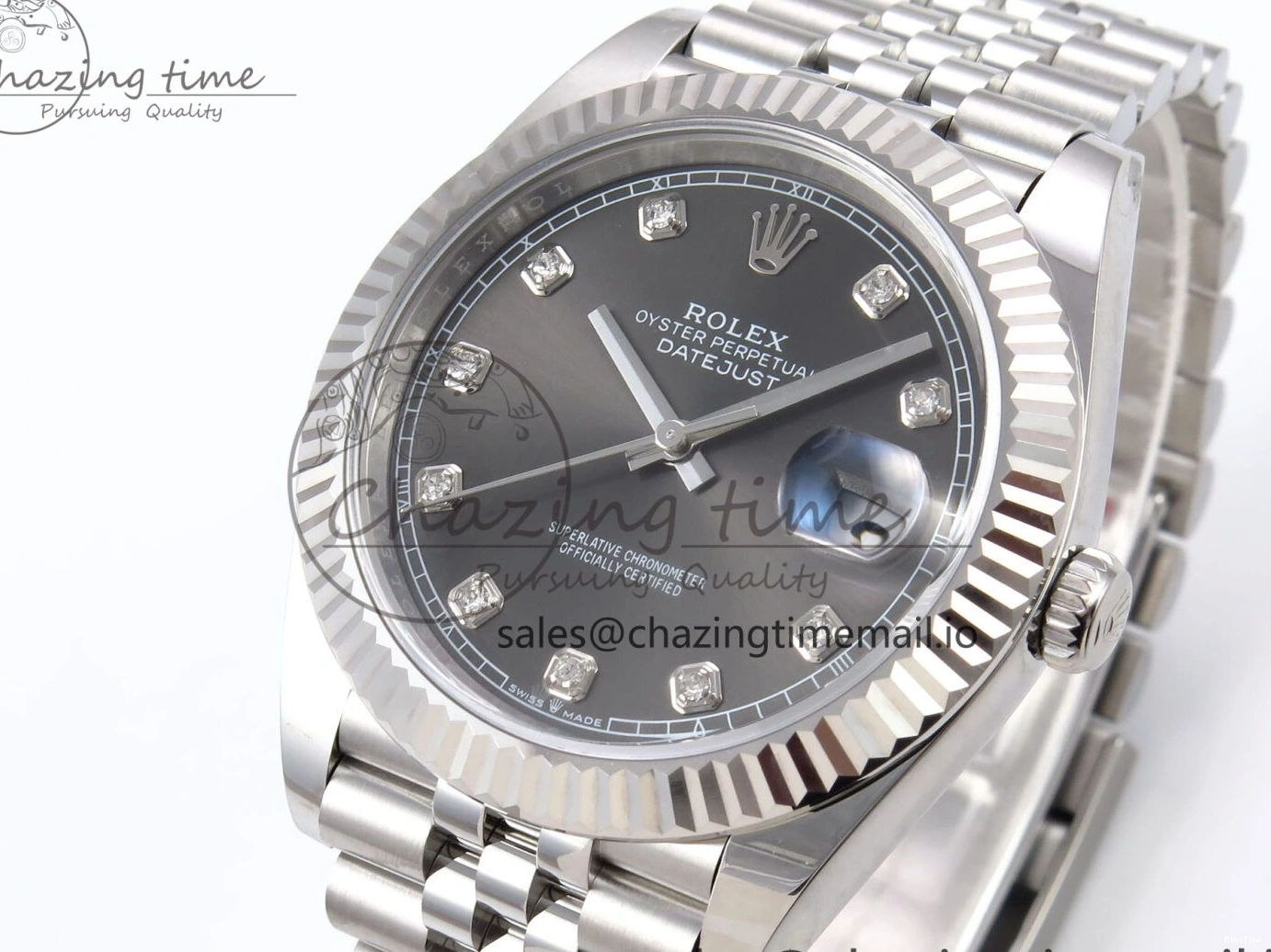 MiroTime 0515 Timeless DateJust 41 126334 EWEF Best Edition Gray Diamonds Dial on Jubilee Bracelet A 1042
